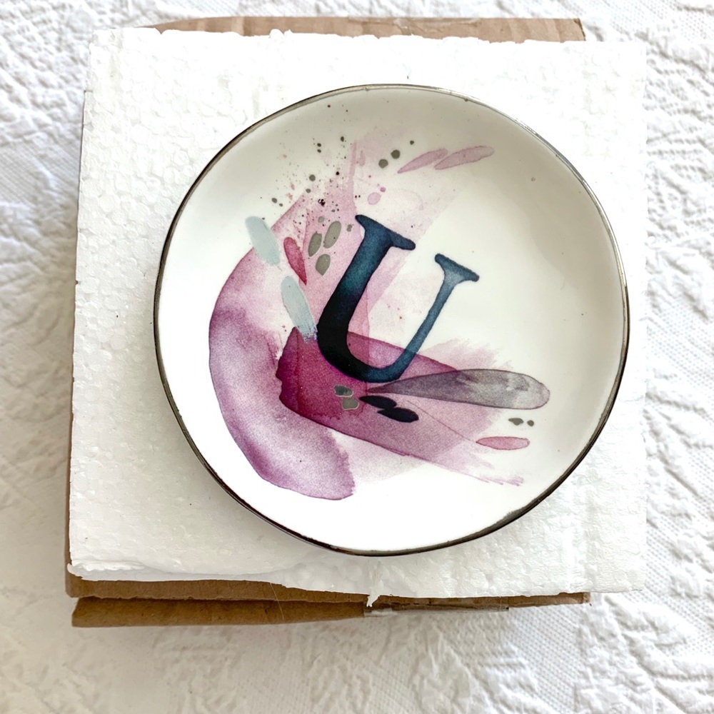 NWT Anthropologie Letter “U” Trinket Dish Vanity Tray NIB